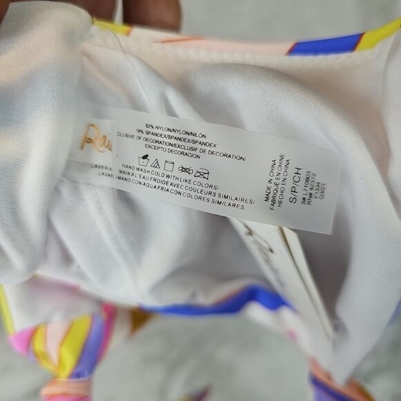 Raisins Jamaica Printed Knot-Front Bikini Top Juniors Size S Multicolor Abstract - Picture 7 of 7